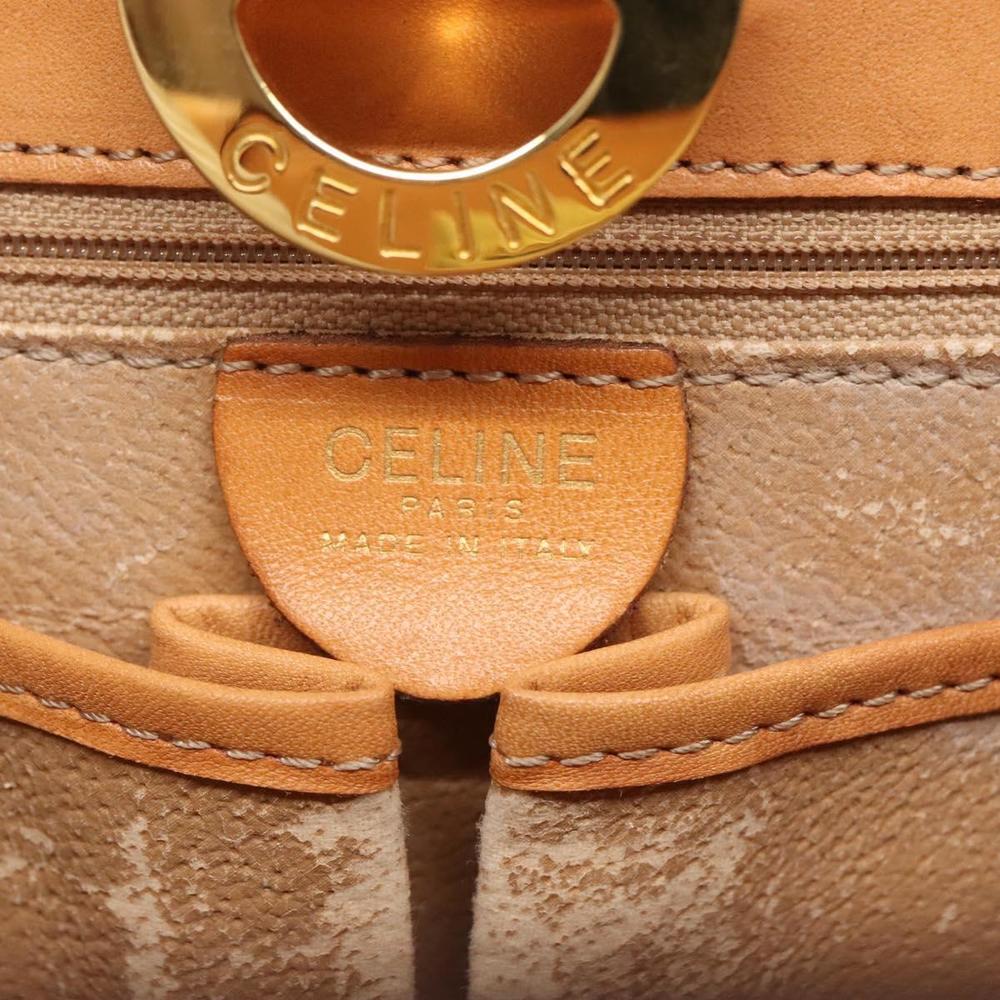 CELINE Macadam Canvas Hand Bag PVC Leather 2way Brown Gold Auth MX358 - Picture 12 of 16